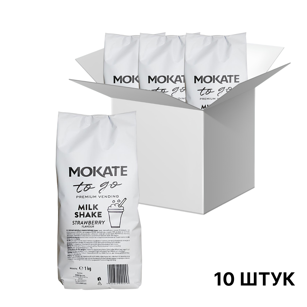 Молочный коктейль Mokate со вкусом клубники, 1кг*10уп