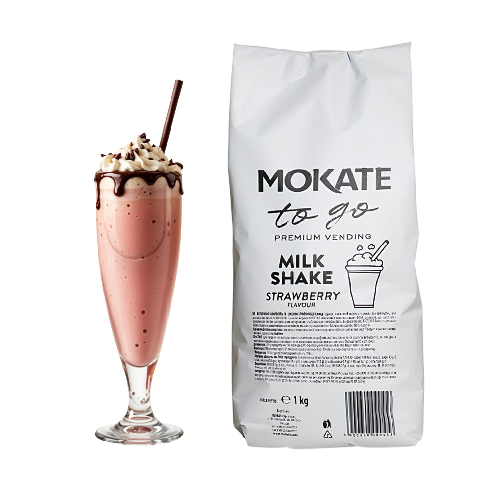 Молочный коктейль Mokate со вкусом клубники, 1кг*10уп