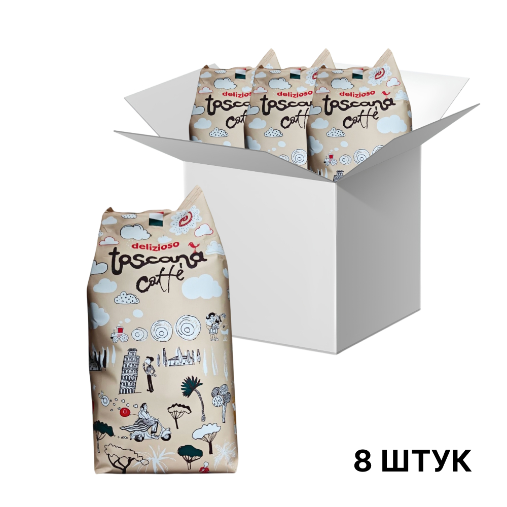 Кофе в зернах Gemini Toscana Caffe Delizioso, 1кг*8 шт