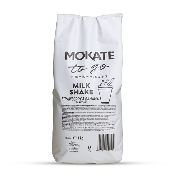 Молочный коктейль Mokate со вкусом клубники и банана, 1кг*10уп