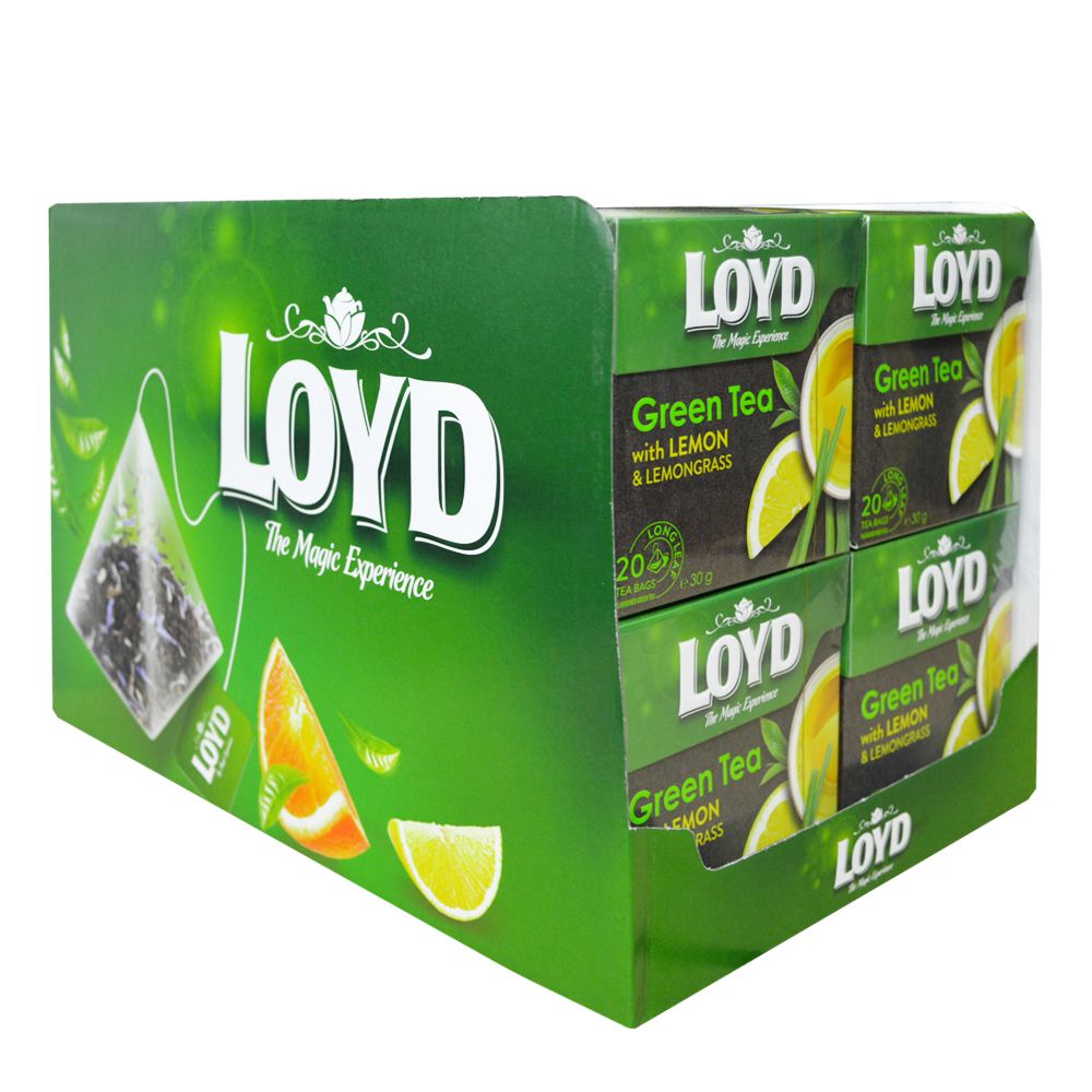 Чай в пакетиках пирамидках Loyd Green Tea, лимон&лимонник, 1,5