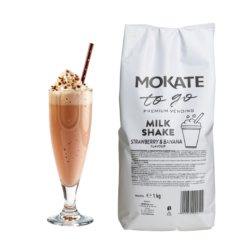 Молочный коктейль Mokate со вкусом клубники и банана, 1 кг