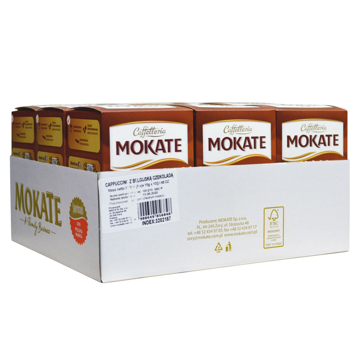 Капучино Mokate Сaffetteria Cappuccino Belgian Chocolate, 15г*10шт, 9 уп.