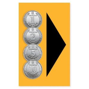 Наклейка Монети 1, 2, 5 грн, вертикальна