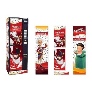 Брендированная наклейка на кофейный автомат МК-01 + лайтбокс, красный