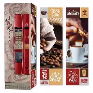 Брендированная наклейка на кофейный автомат Seaco Cristallo 600, красный