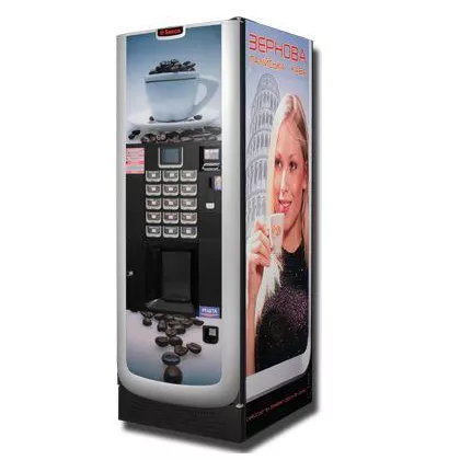 Брендированная наклейка на кофейный автомат, Cafe Poli