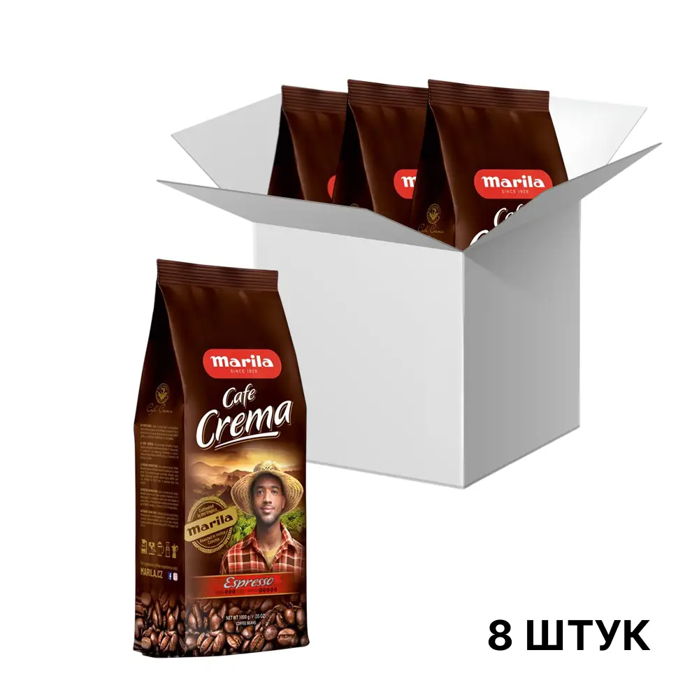 Кофе в зёрнах Marila Cafe Crema Espresso, 1кг*8шт :: Купить