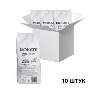 Молочный коктейль Mokate со вкусом клубники, 1кг*10уп